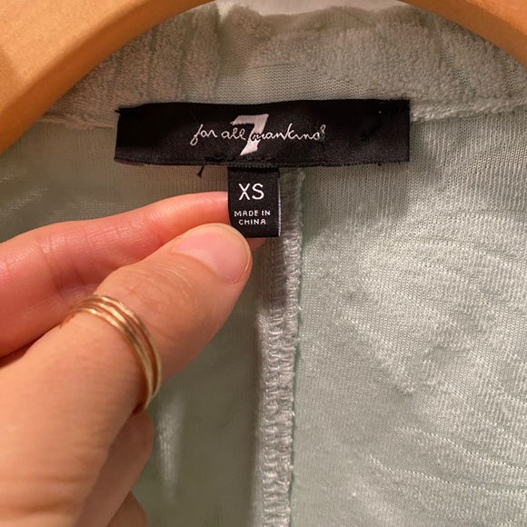 7 For All Mankind 2 Piece Terry Cloth Top XS , Short M Mint Set - Picture 2 of 10